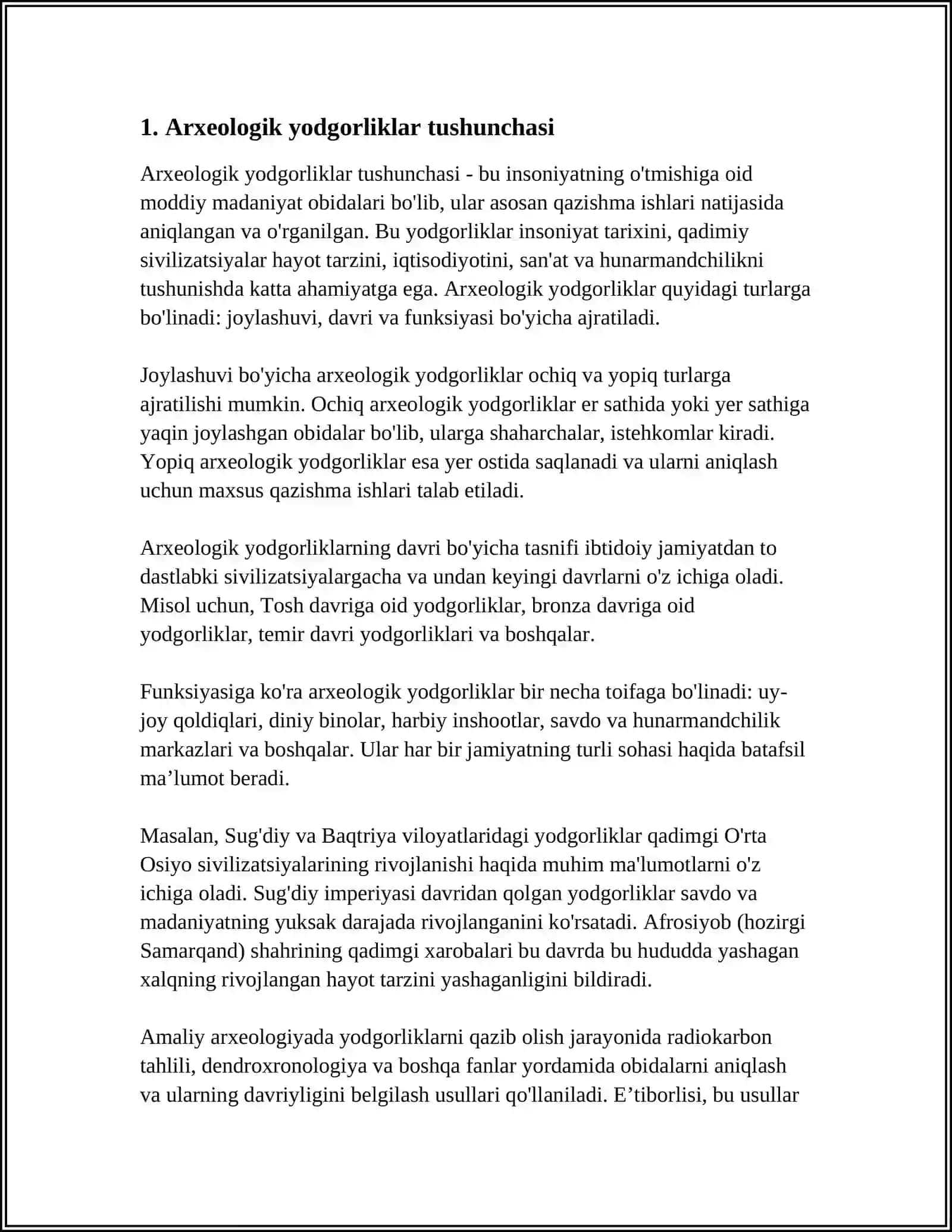 O’LKAMIZ TARIXINI O’RGANISHDA ARXEALOGIK YODGORLIKLARNING O’RNI 3