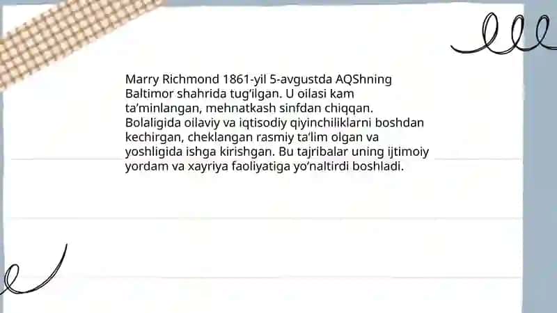 Marry Richmond hayoti i va ijodi haqida toʻliq maʼlumot 3