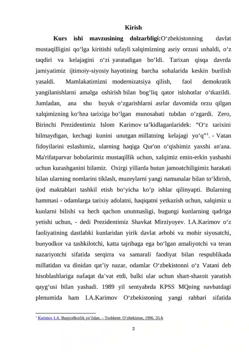 O'zbekiston Davlat Suverenitetining E'lon Qilinishi Kurs Ishi 3