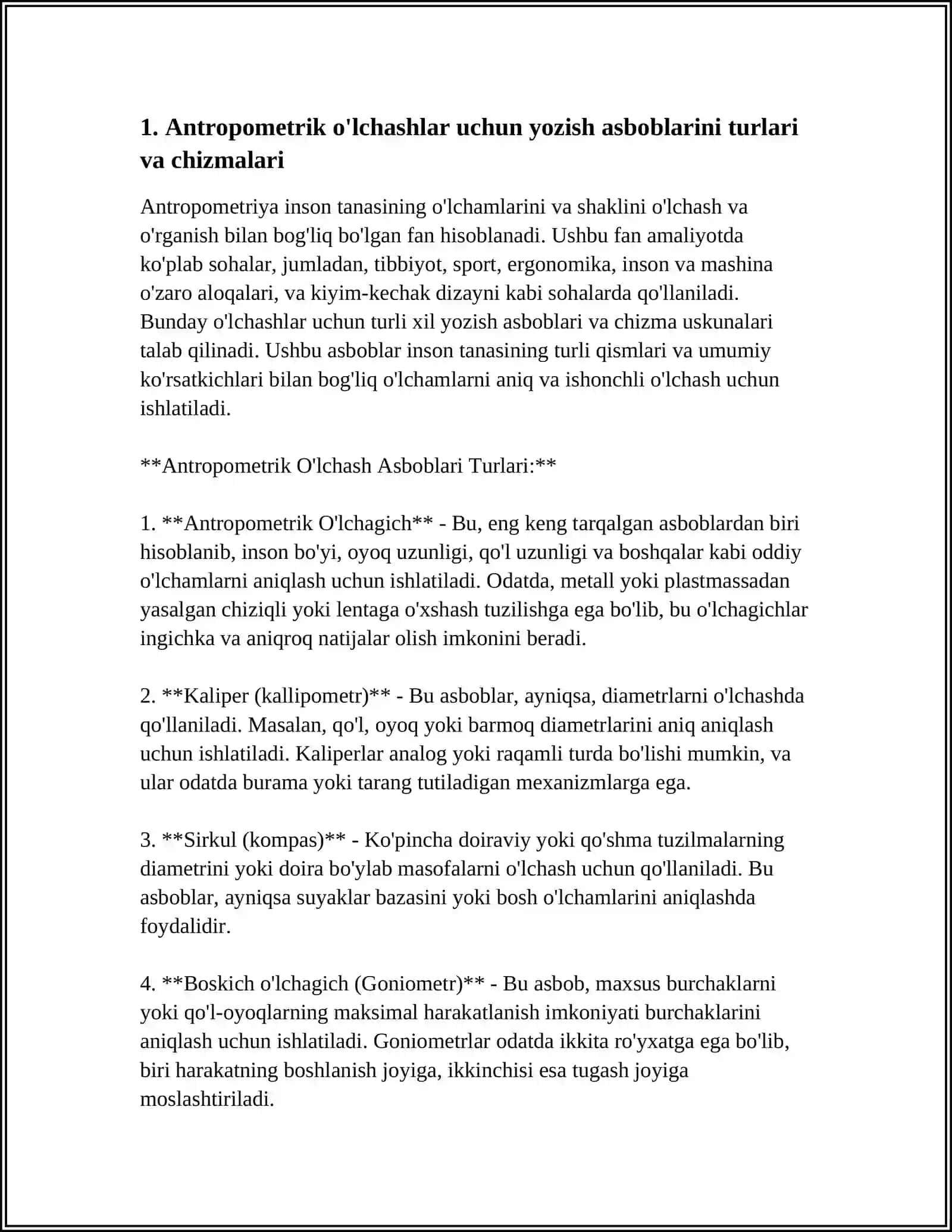 ANTROPOMETRIK ÕLCHASHLAR HAQIDA YOZISH ASBOBLARINI CHIZISH 3