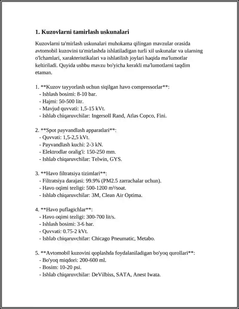 Kuzovlarni tamirlash uskunalari 3
