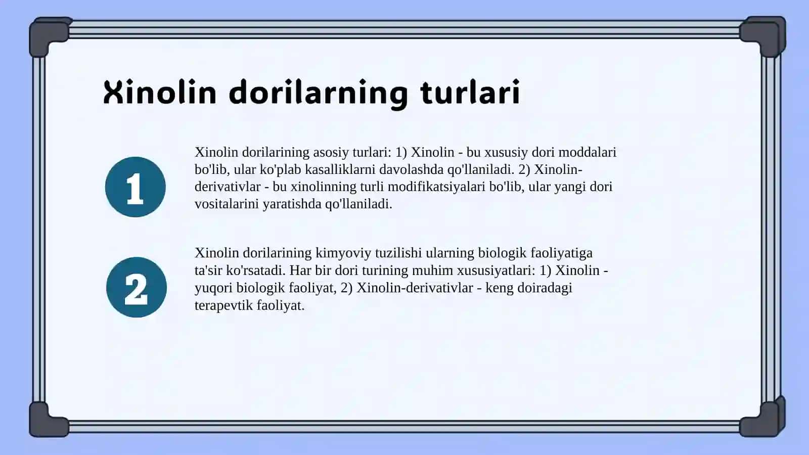 Xinolin qatori dori moddalar 3