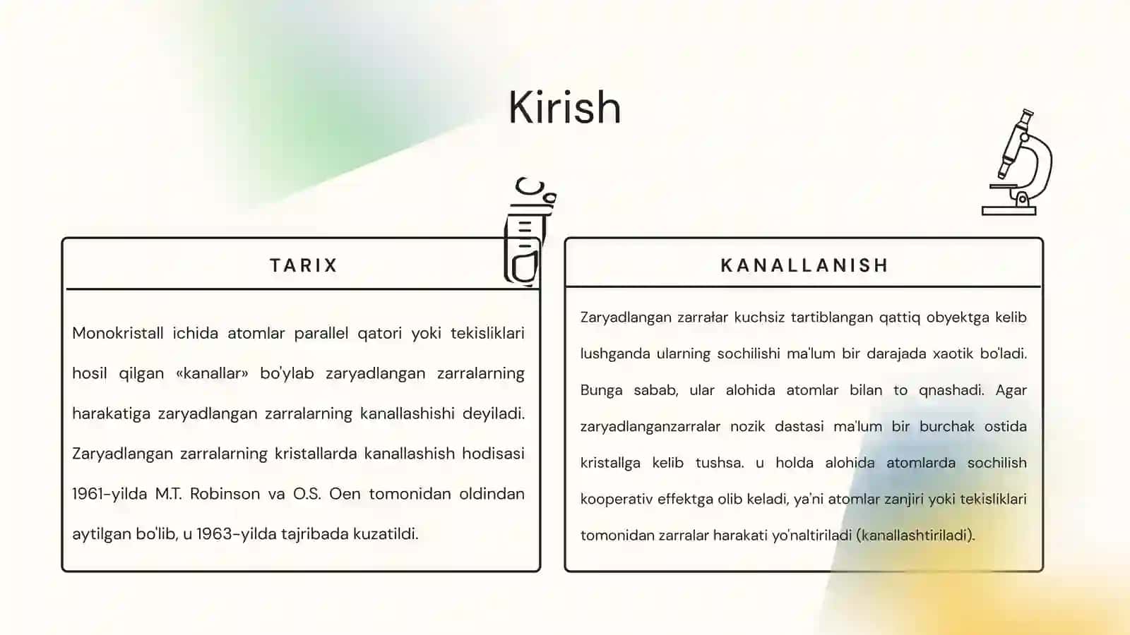 Zarralarning kanallashishi. Elektronlarning kristallarda kanallashishi 3