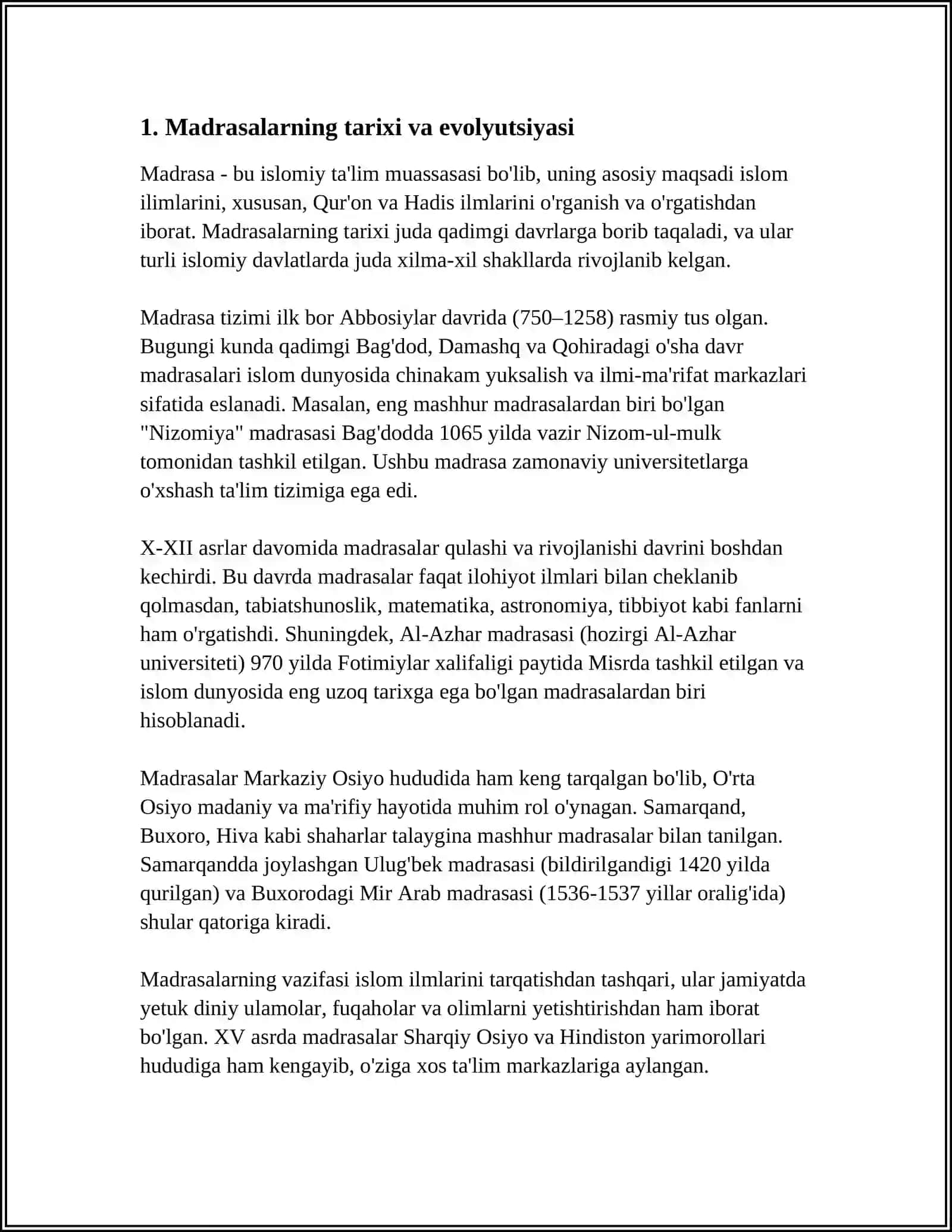 Madrasalar Tarixi va Evolyutsiyasi 3