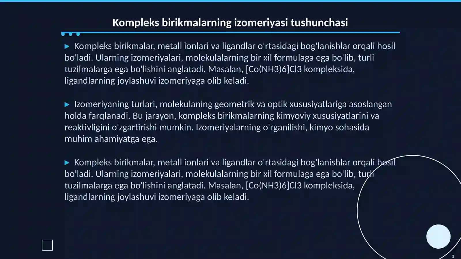Kompleks birikmalarning izomeriyasi 3