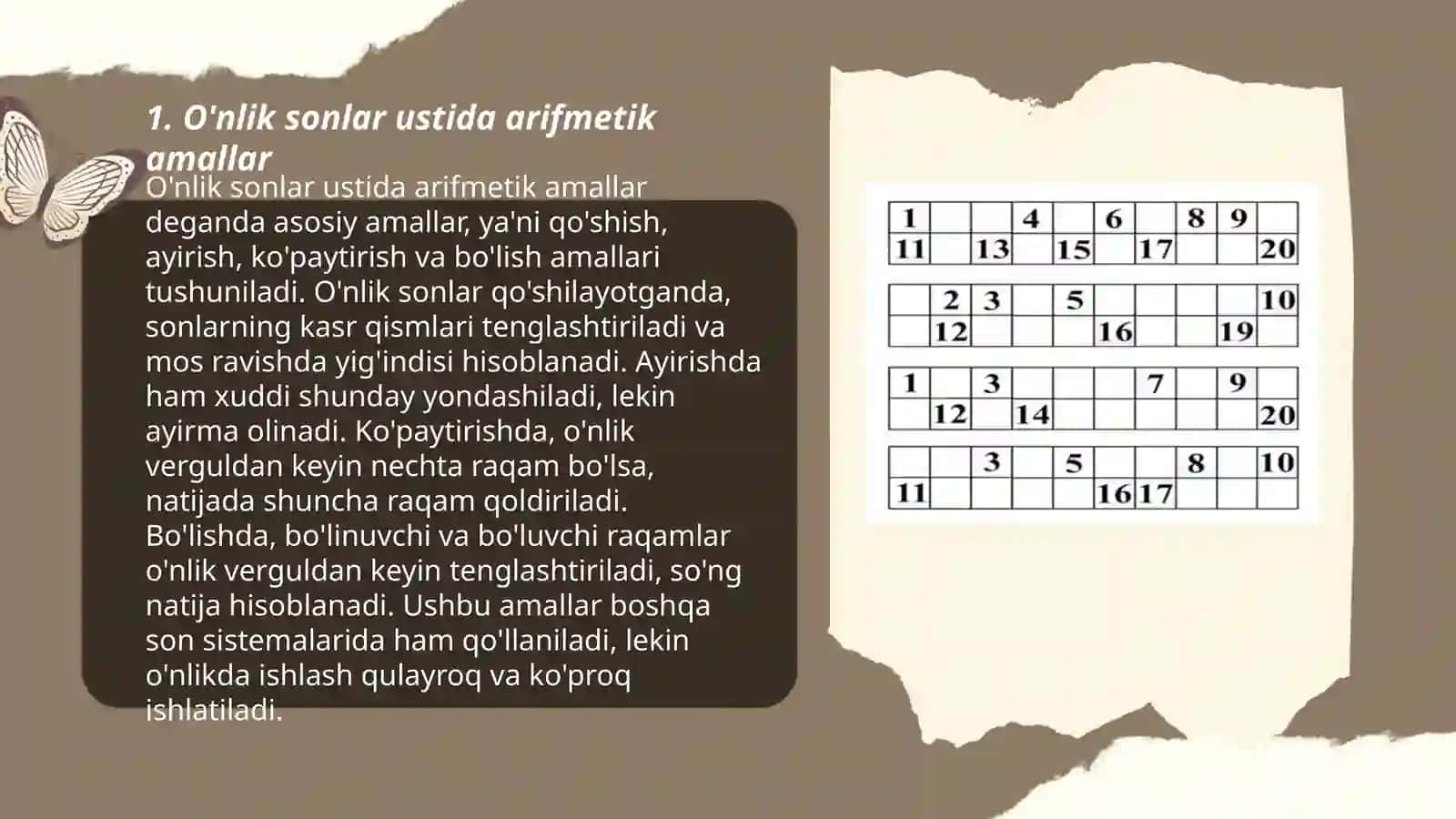 O'nlik sonlar ustida arifmetik amallar 3