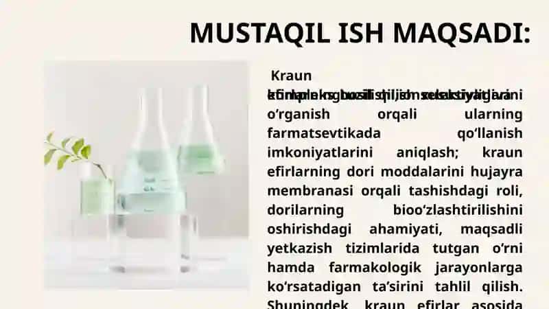 Kraun efirlar dori–   vositalari sifatida 3