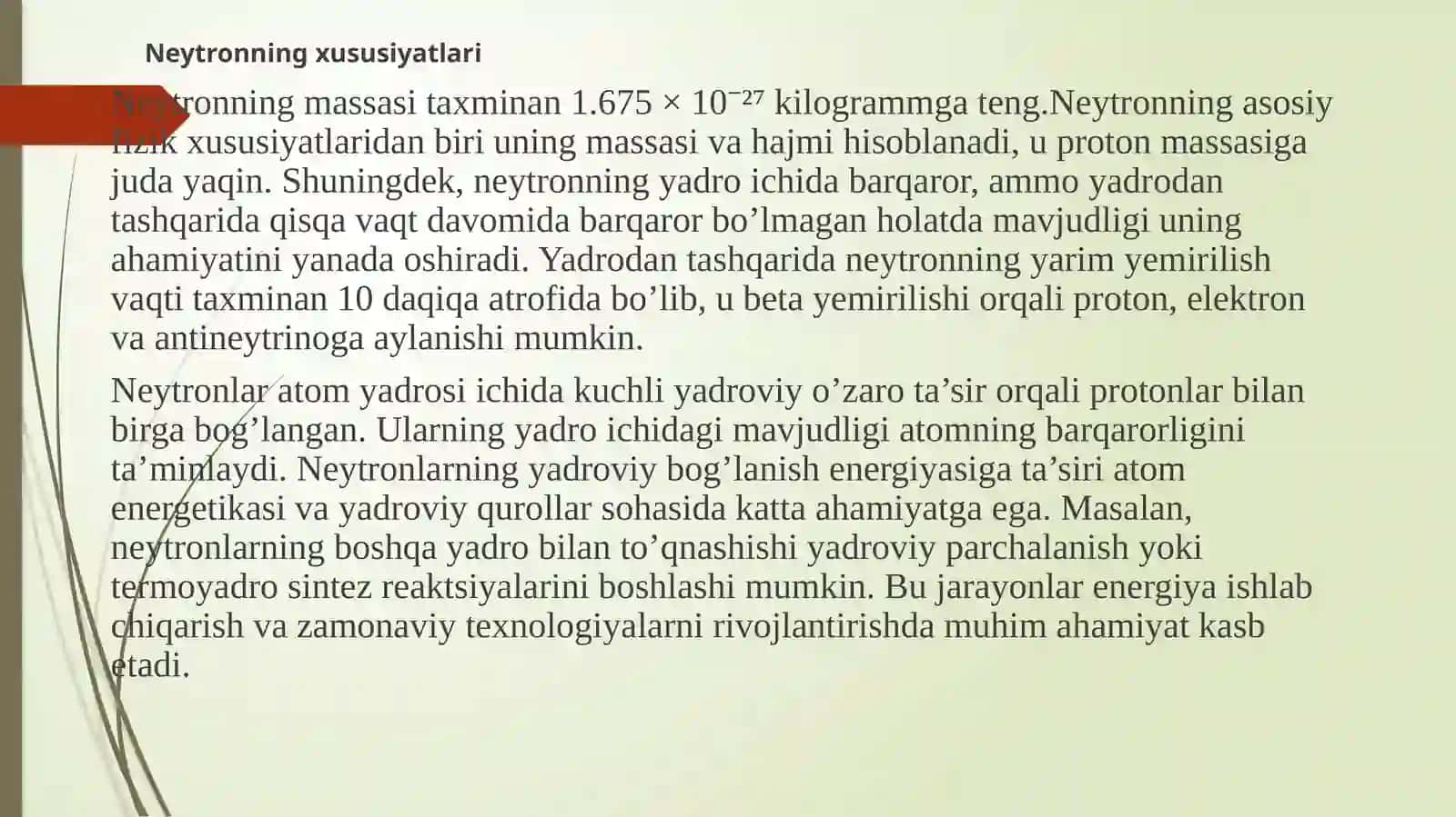 Neytronning muhitdan o‘tishi | Fizika prezentatsiya PPT 3