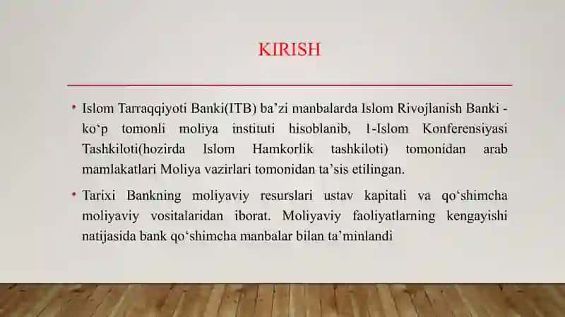 O'zbekiston va Islom taraqqiyoti bank 3