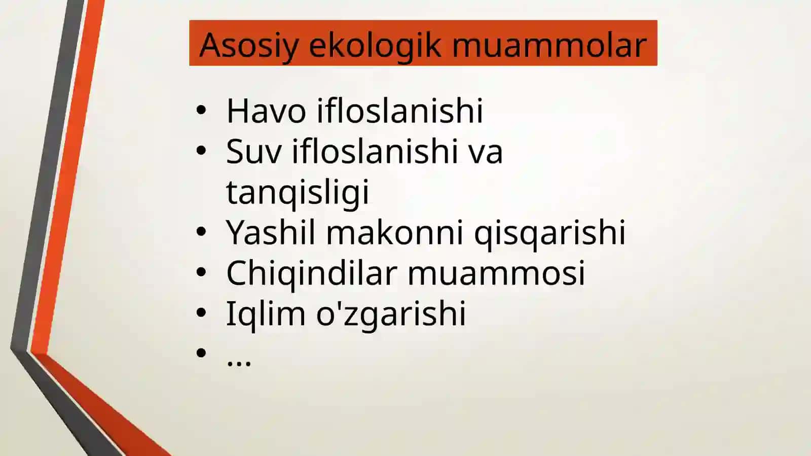 Ekologiyani asrash mavzusidagi slayd 3