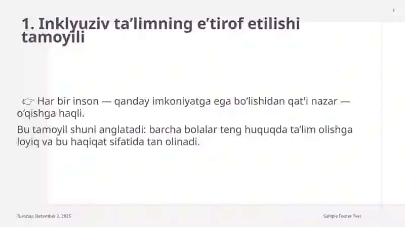 Inklyuziv ta'limning e’tirof etilishi tamoyili 3