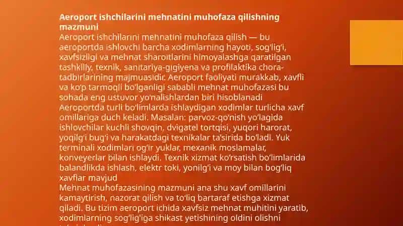 Aeroport ishchilarini mehnatini muhofaza qilish 3