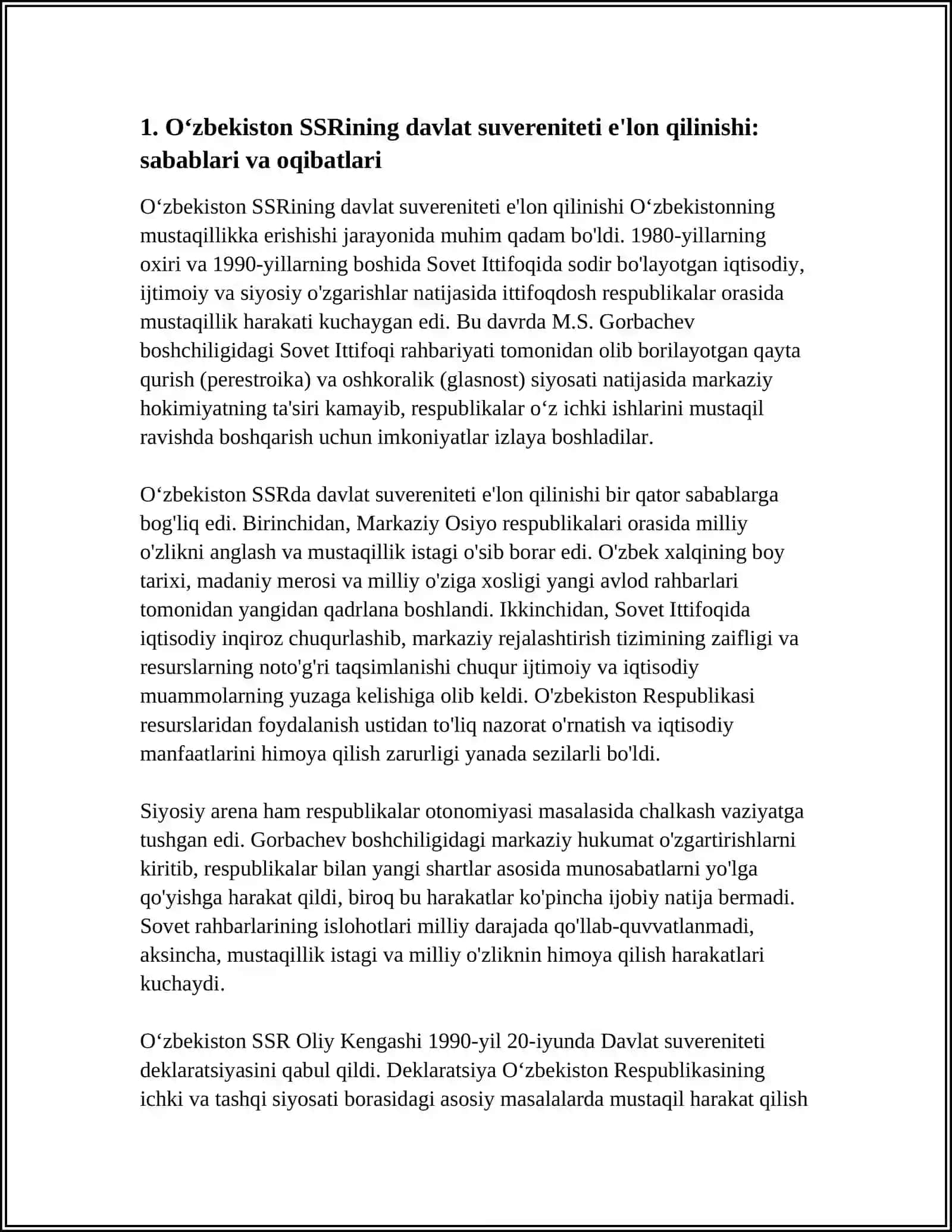 Oʻzbekiston Mustaqillikka Erishish Arafasida 3