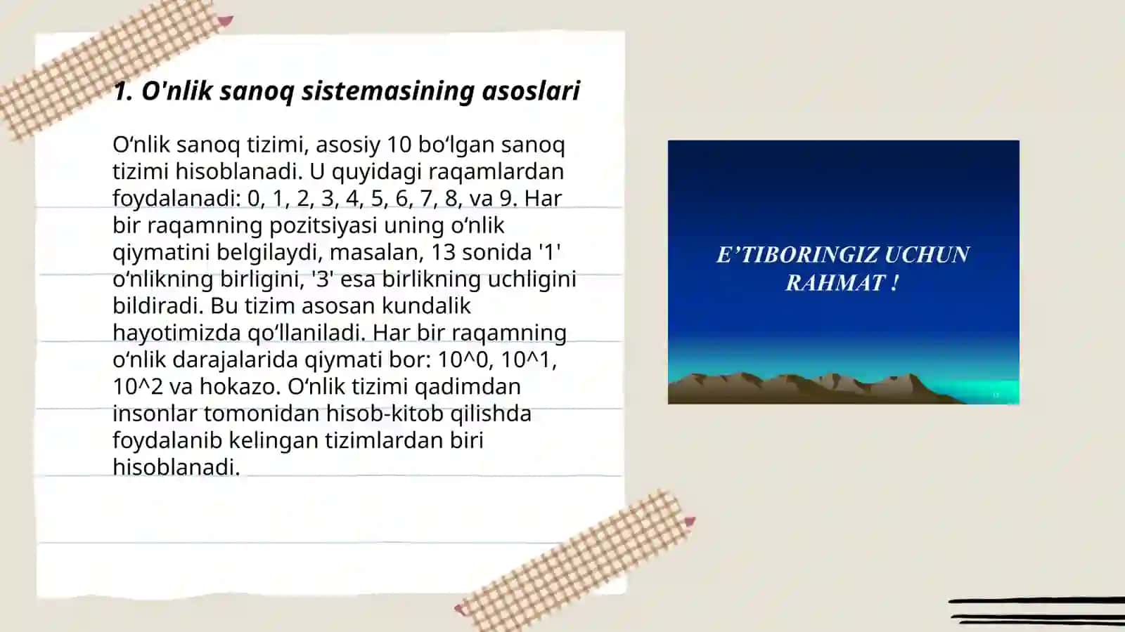 O'nlik sanoq sistemalari 3