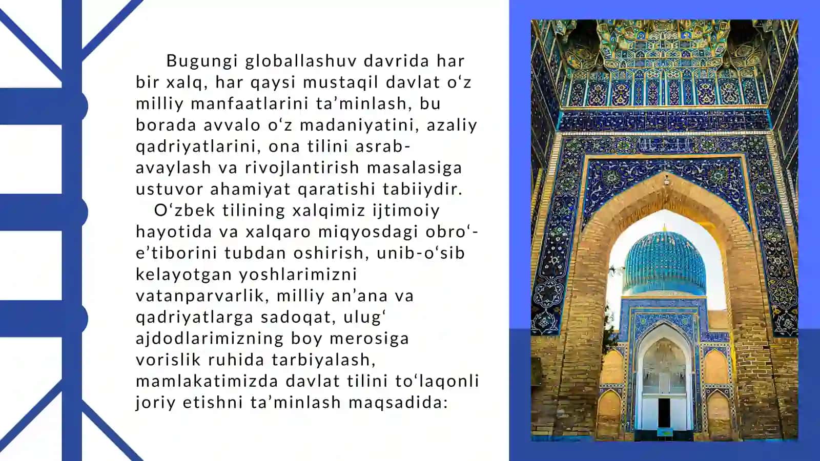 O‘zbekiston Respublikasining “Davlat Tili Haqida”gi Qonunlari 3