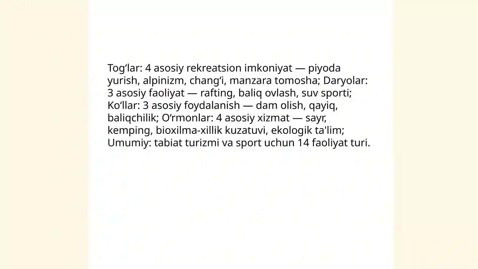 O‘lkadagi rekratsiya resurslari 3