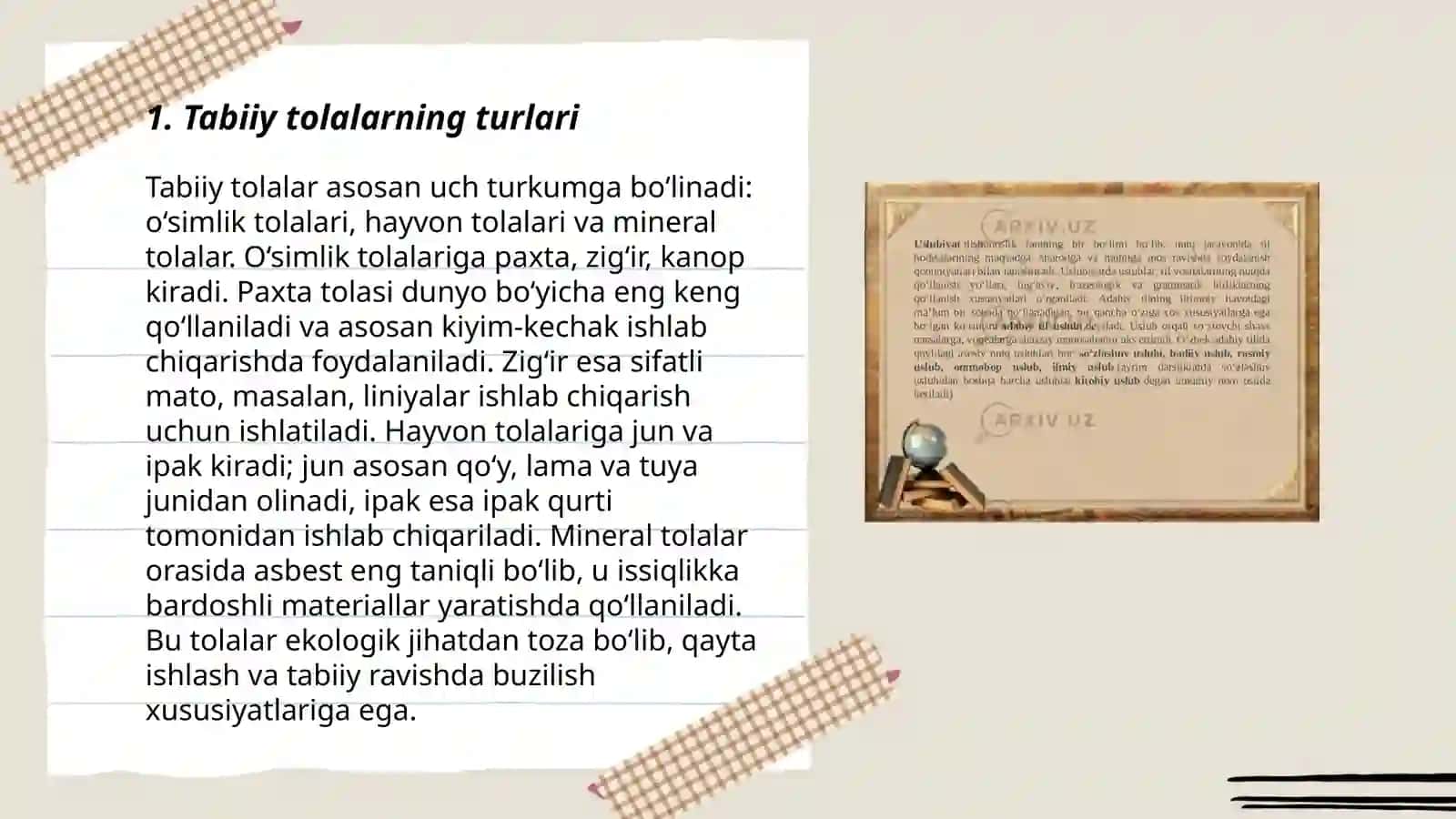 Tabiiy tolalar haqida umumiy malumotlar 3