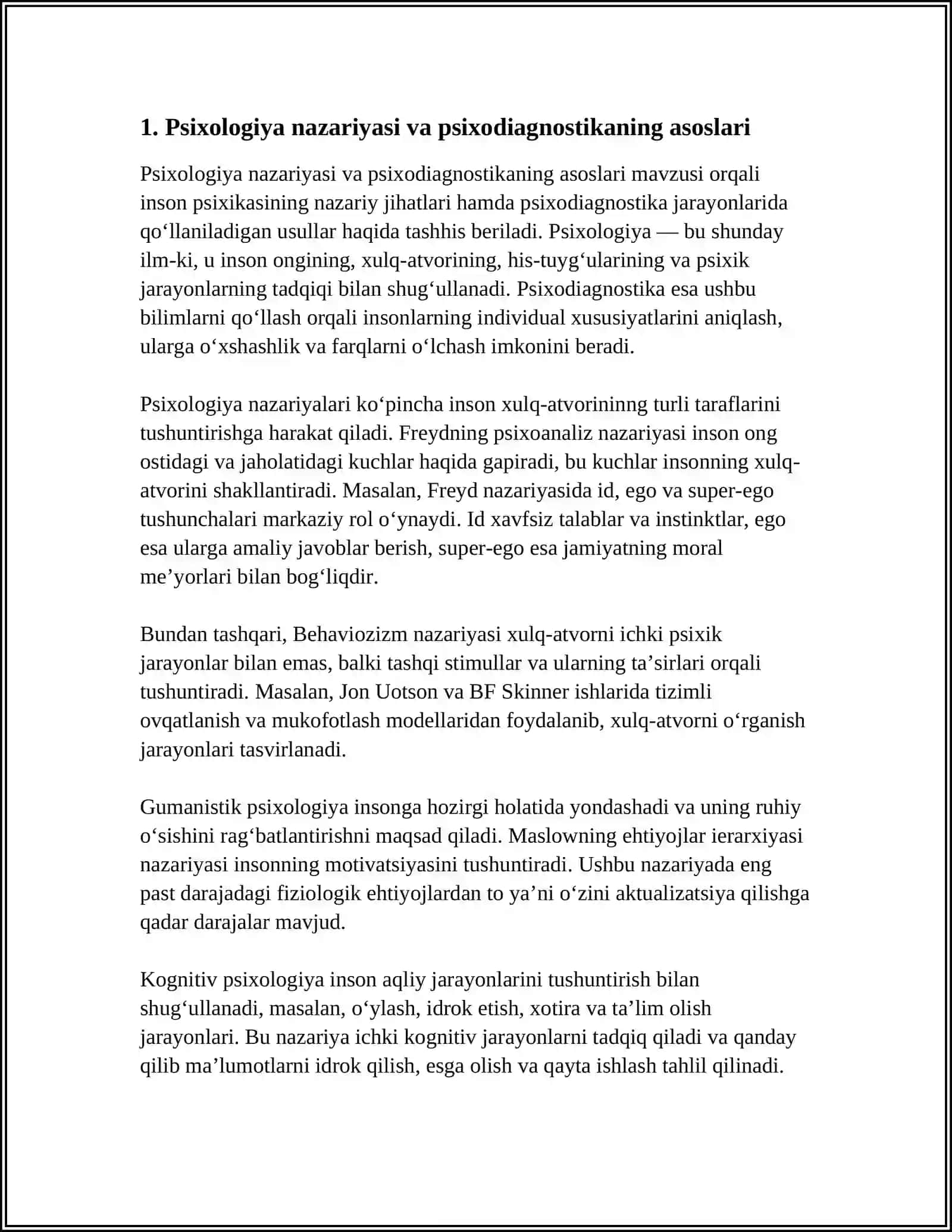 PSIXOLOGIYA, DIAGNOSTIKA VA ULARNING IMKONIYATLARI 3