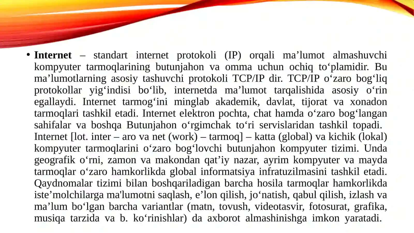 INTERNET VA UNING TARIXCHI UCHUN IMKONIYATLARI 3