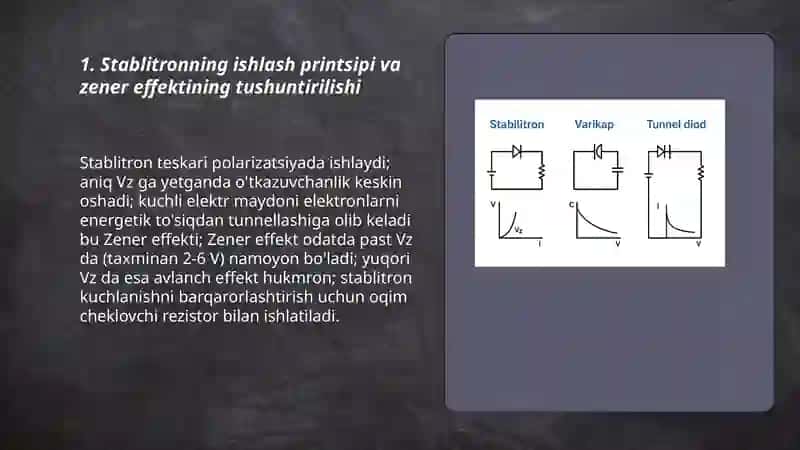 Stablitron, varikap va tunnel diodlar 3
