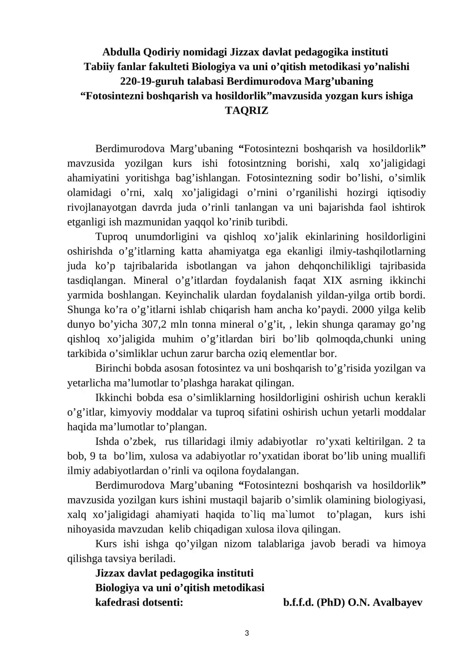 FOTASINTEZNI BOSHQARISH VA HOSILDORLIK 3
