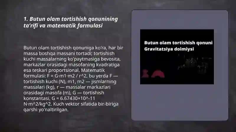 Butun olam tortishish qonuni 3