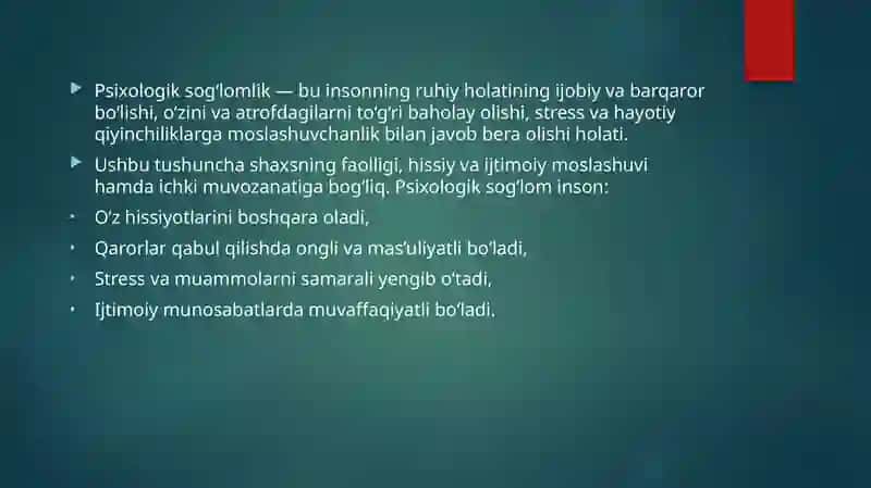 Psixologik sog‘lomlik tushunchasi 3