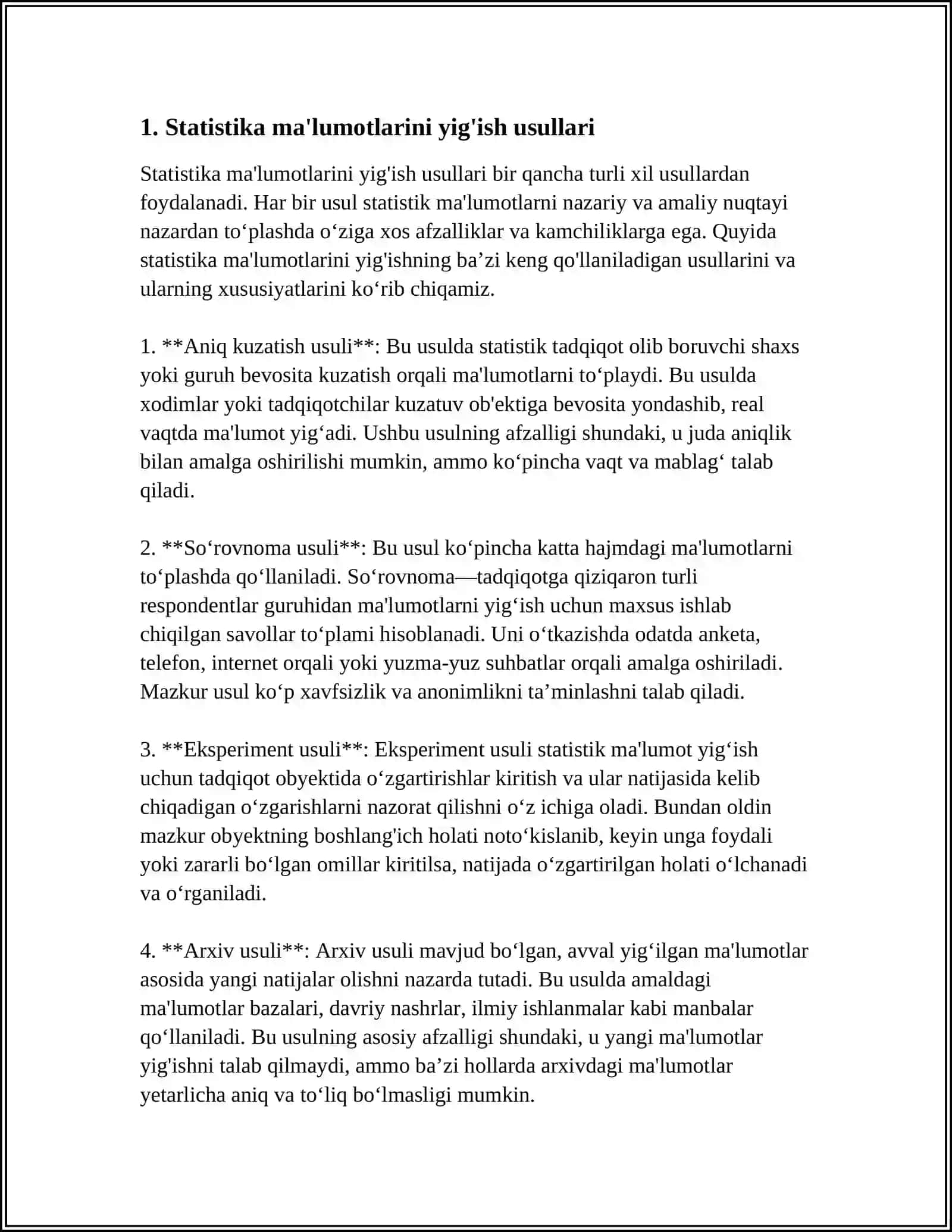 STATISTIK JAMLASH VA GURUHLASH MAVZUSI 3