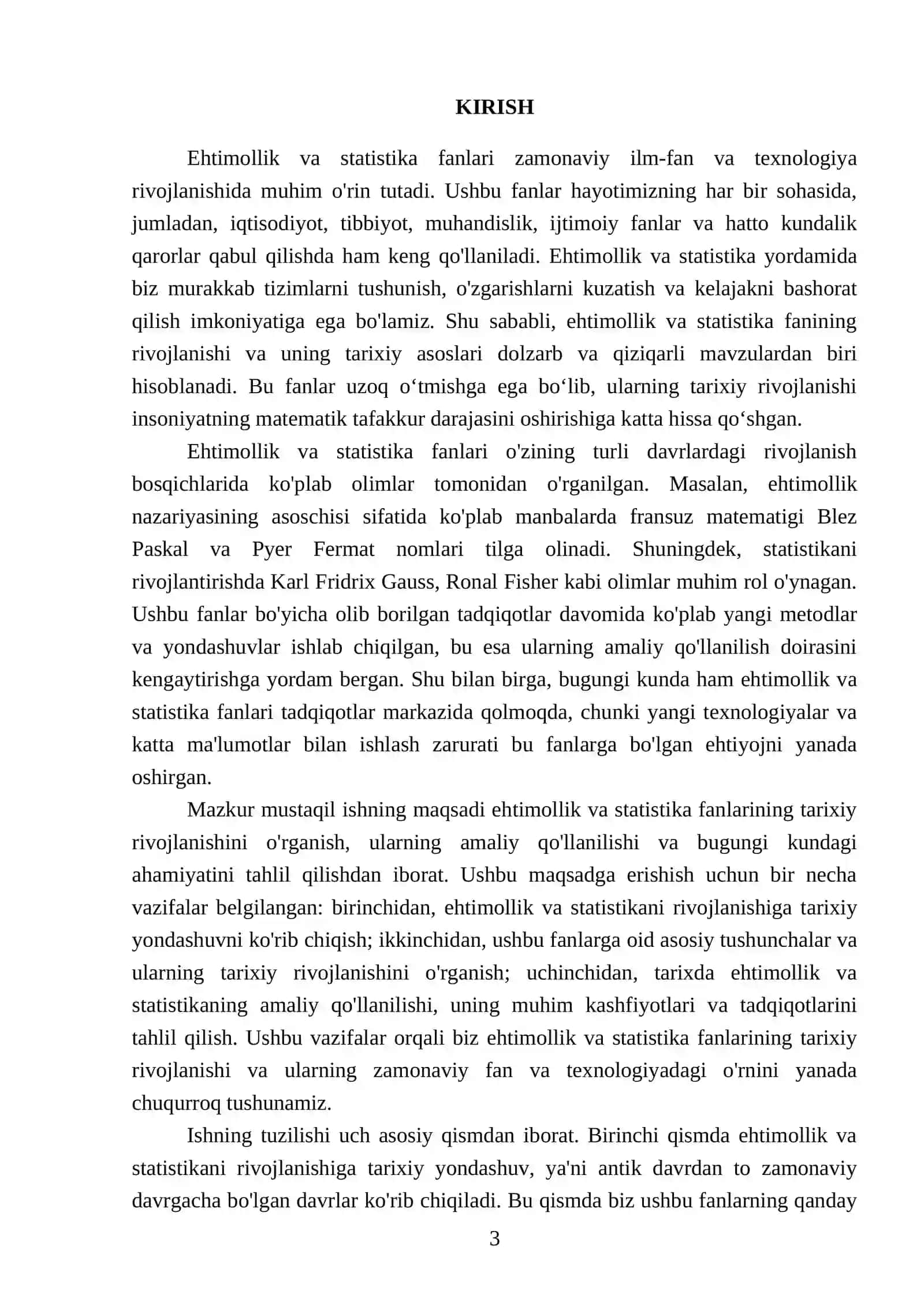 Ehtimollik va statistika fanidan tarixiy maʼlumotlar 3