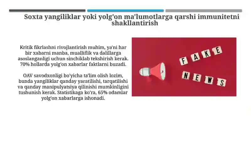 Soxta yangiliklar yoki yolg'on ma'lumotlarga qarshi immunitetni shakllantirish 3