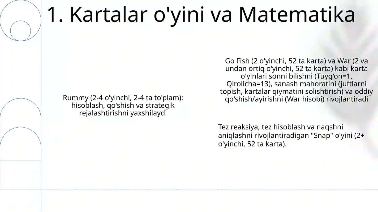Kartalar o'yini va Matematika 3