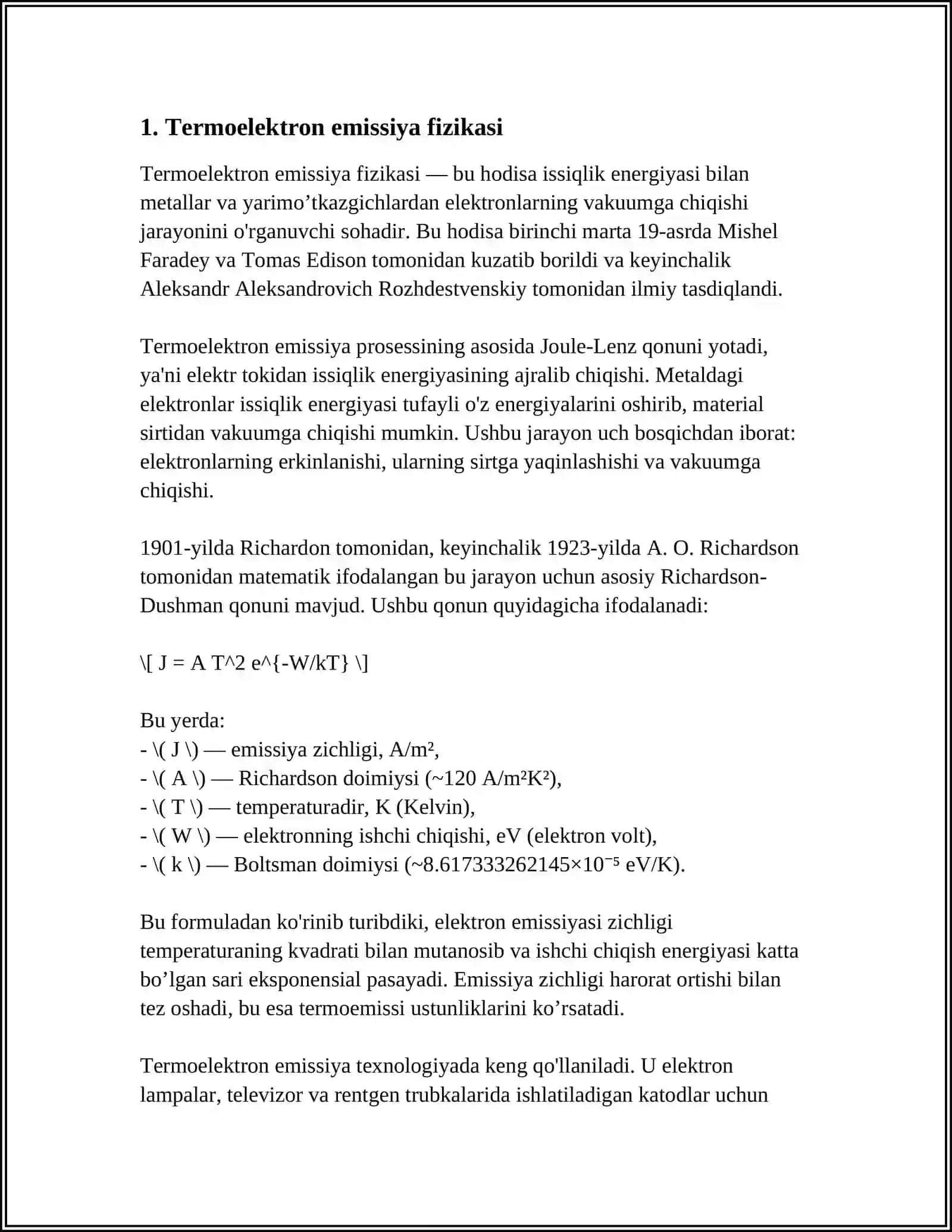 TERMOELEKTRON EMISSIYA HODISASI 3