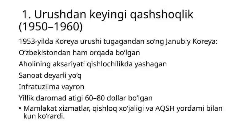 Janubiy Koreyaning iqtisodiy rivojlanishi 3