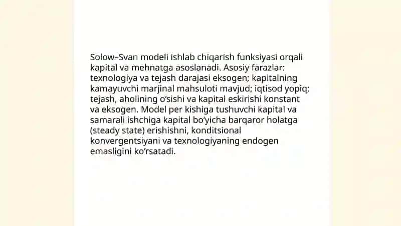 Iqtisodiy o‘sishning neoklassik modellari 3