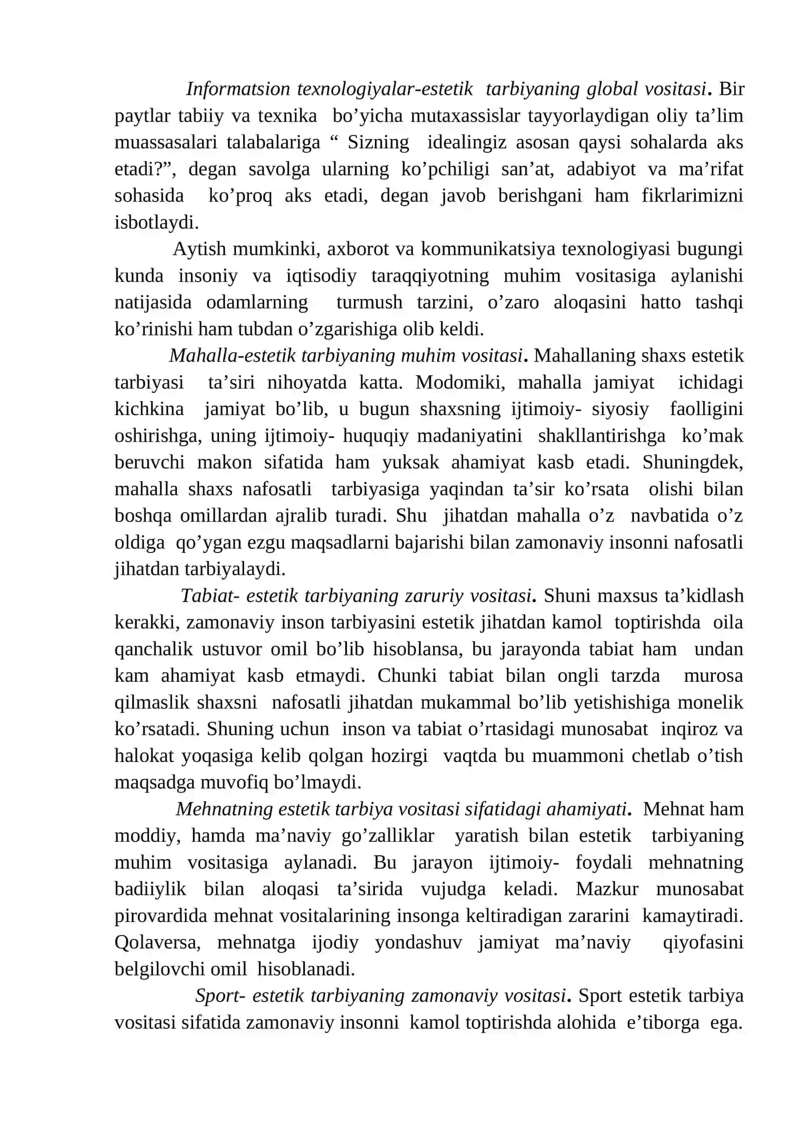 ESTETIK TARBIYANING TURLARI VA YO’NALISHLARI 3