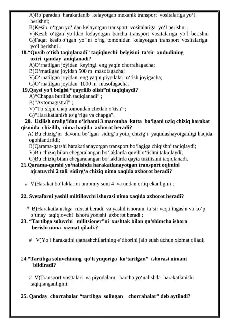 Yo‘l Harakati Qaidalari 3