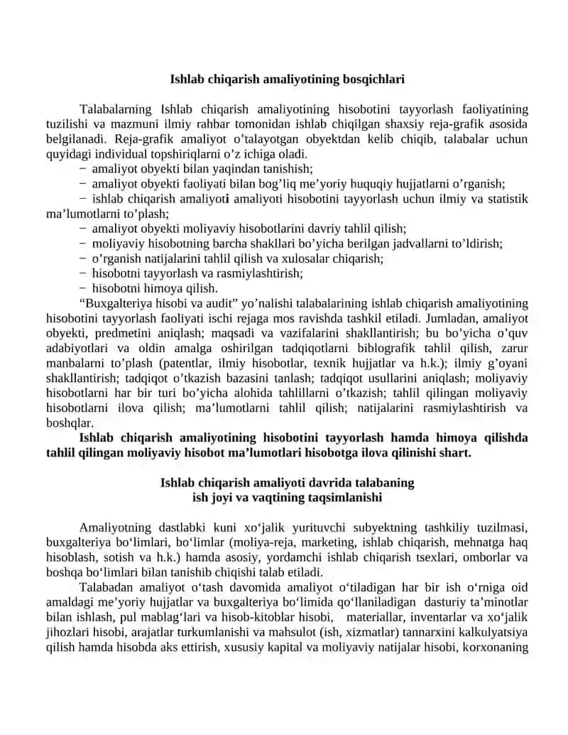 Ishlab chiqarish malakaviy amaliyoti 3