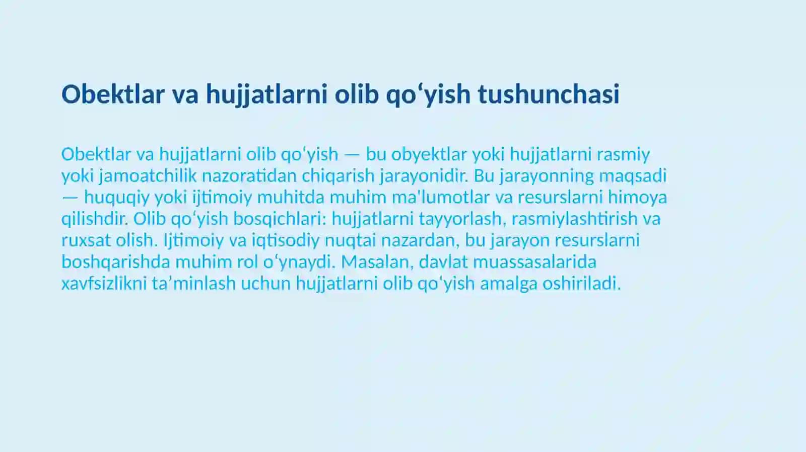 Obektlar va hujjatlarni olib qoʻyish 3