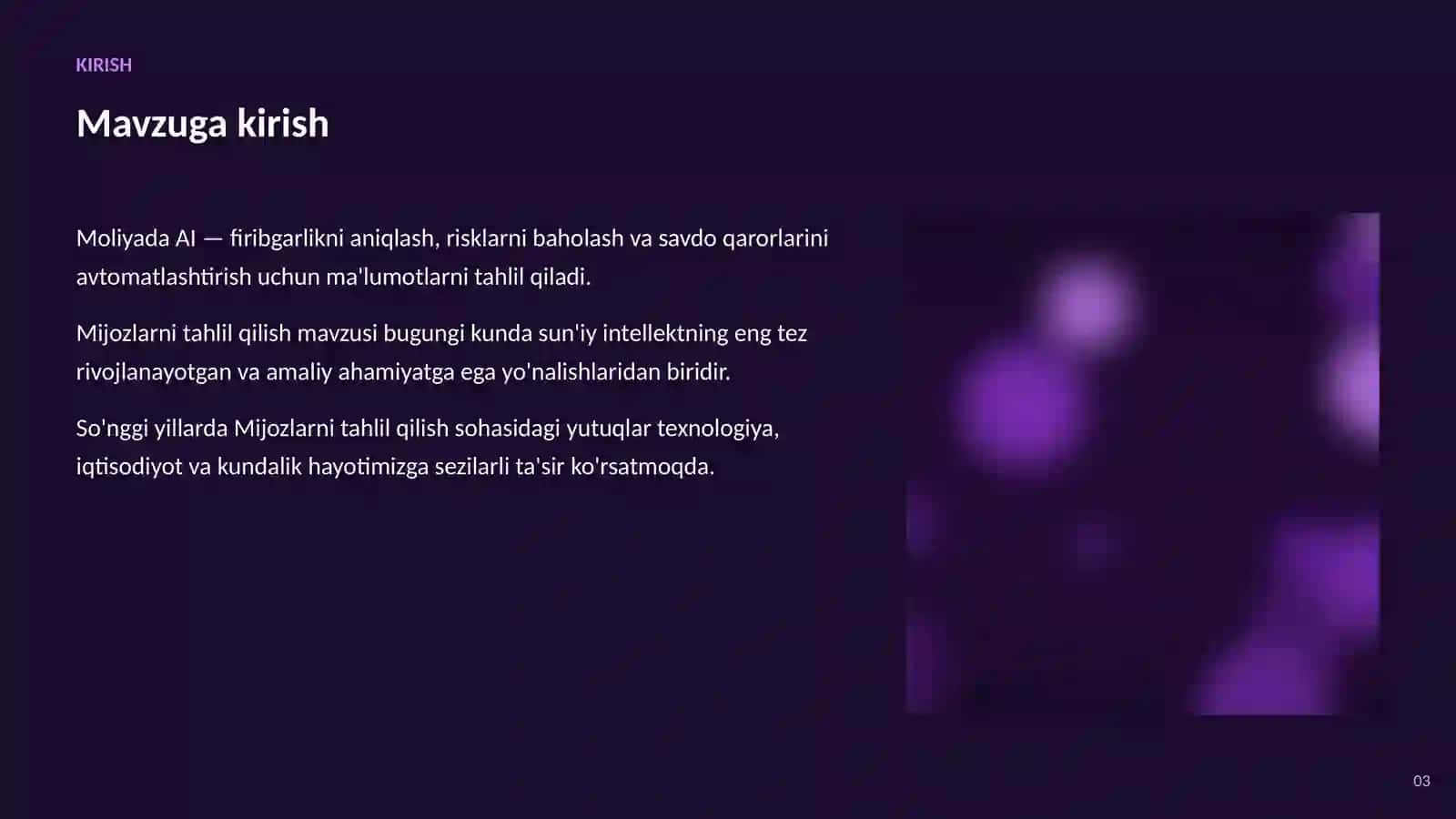 SUN'IY INTELLEKT • AI MOLIYADA 3