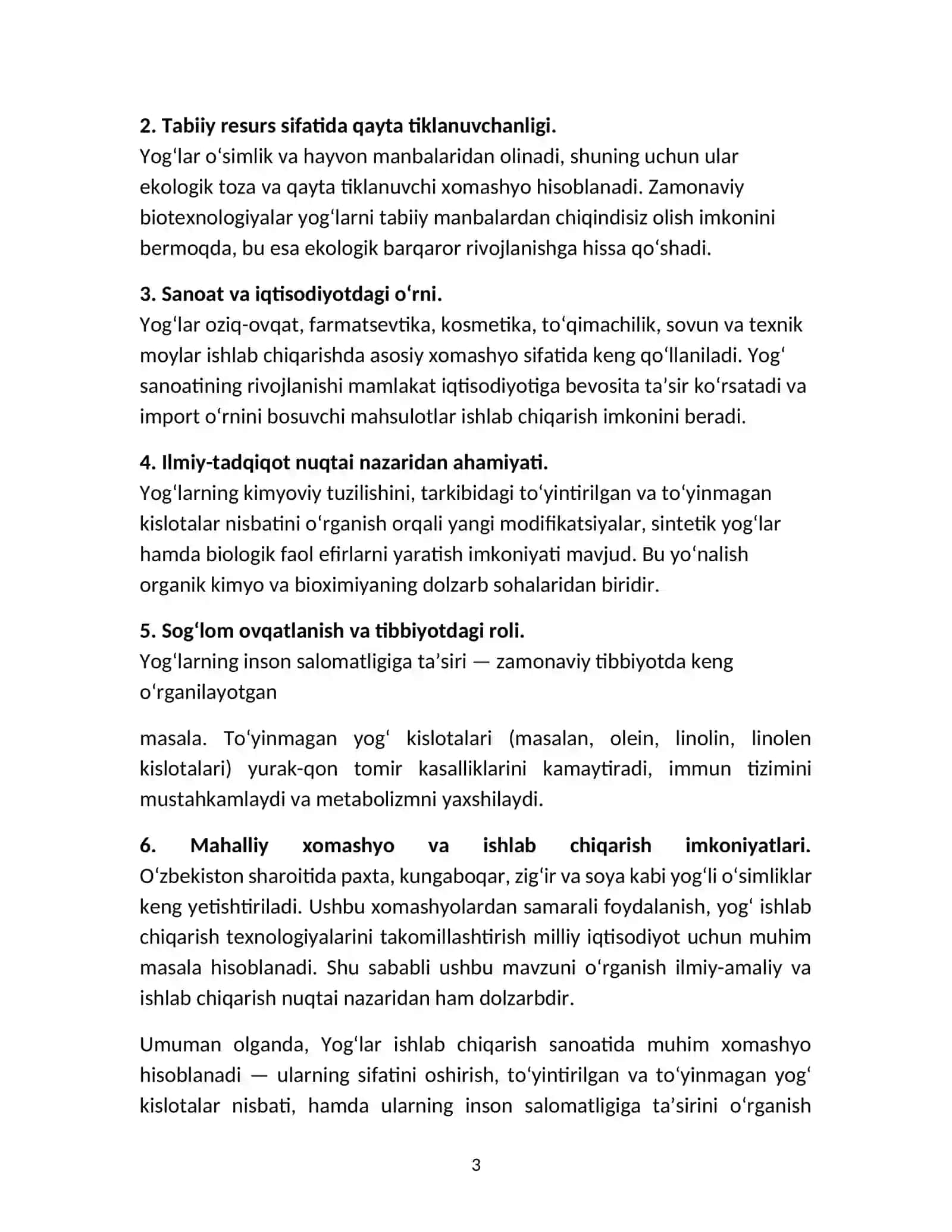 Organik birikmalarda yog’larning xossalari 3
