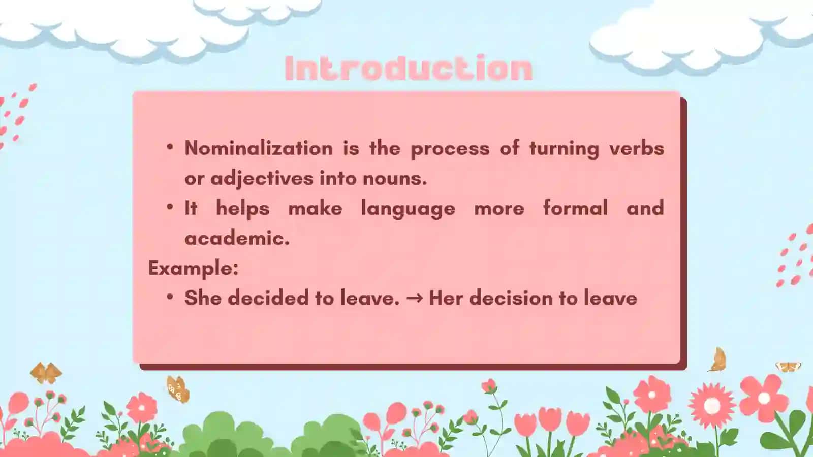 Types of nominalization of the English sentence 3