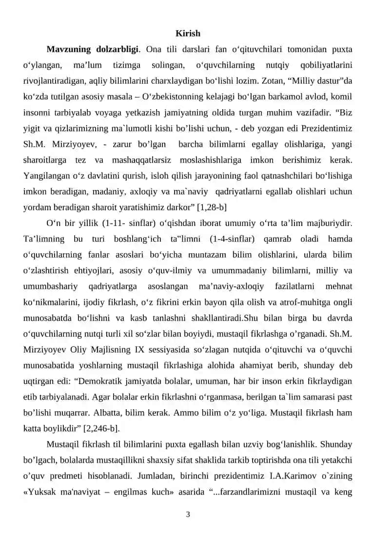 Ona tili o'qitish metodikasi 3