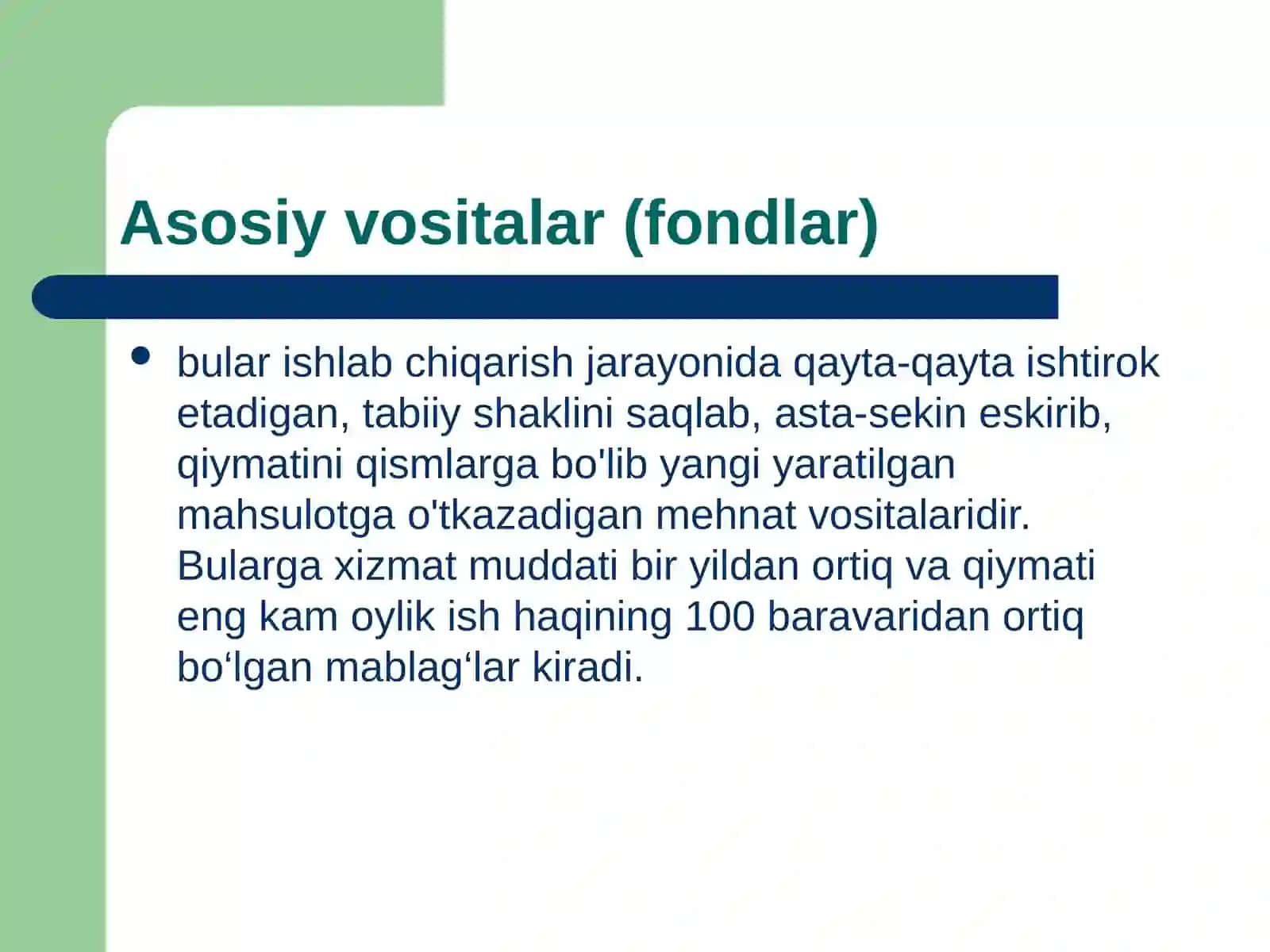 Korxona fondlarining tasnifi 3