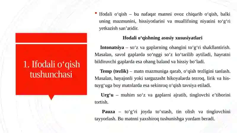 Ifodali O'qishga O'rgatish 3