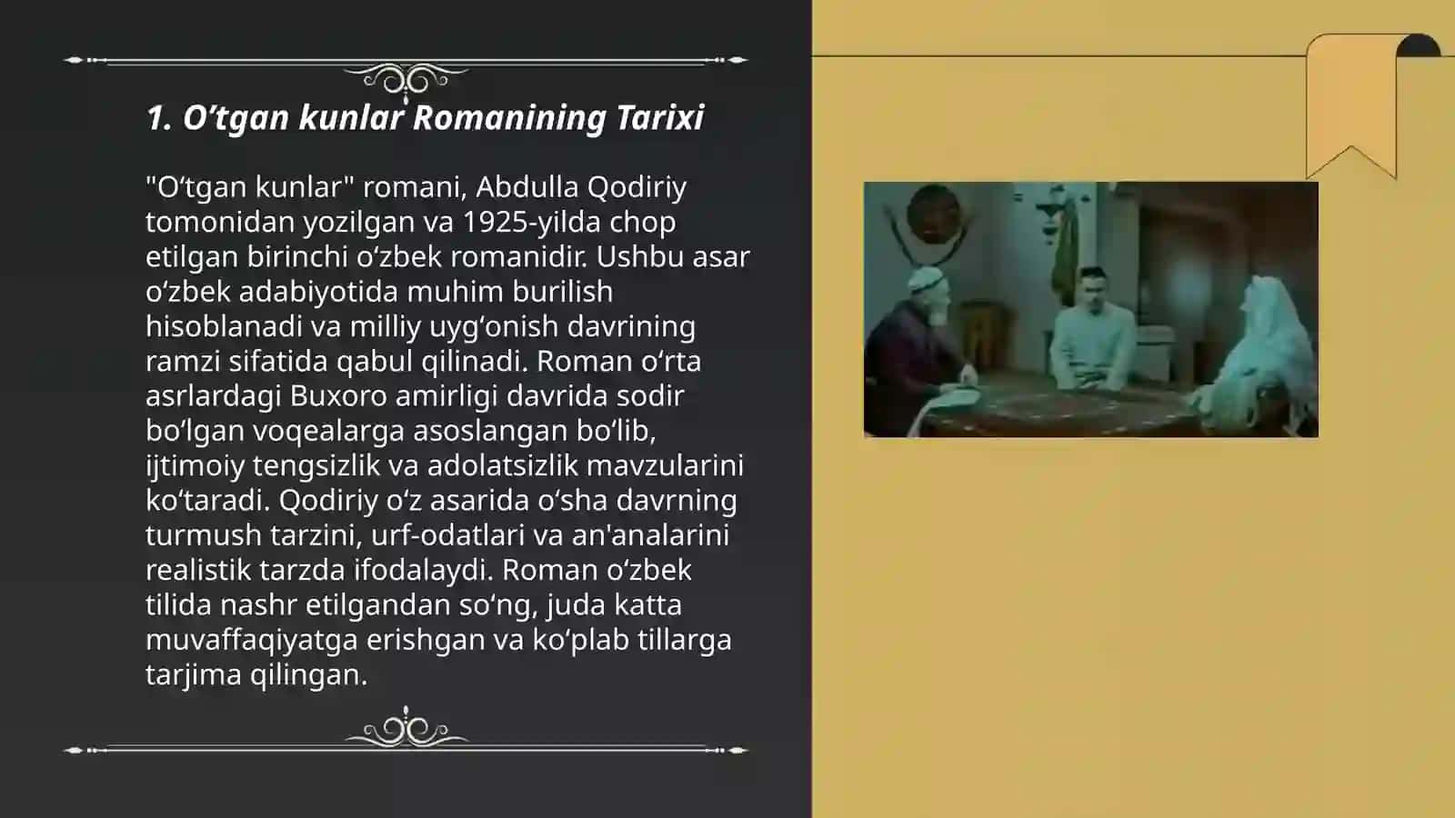 "Oʼtgan kunlar" romani 3