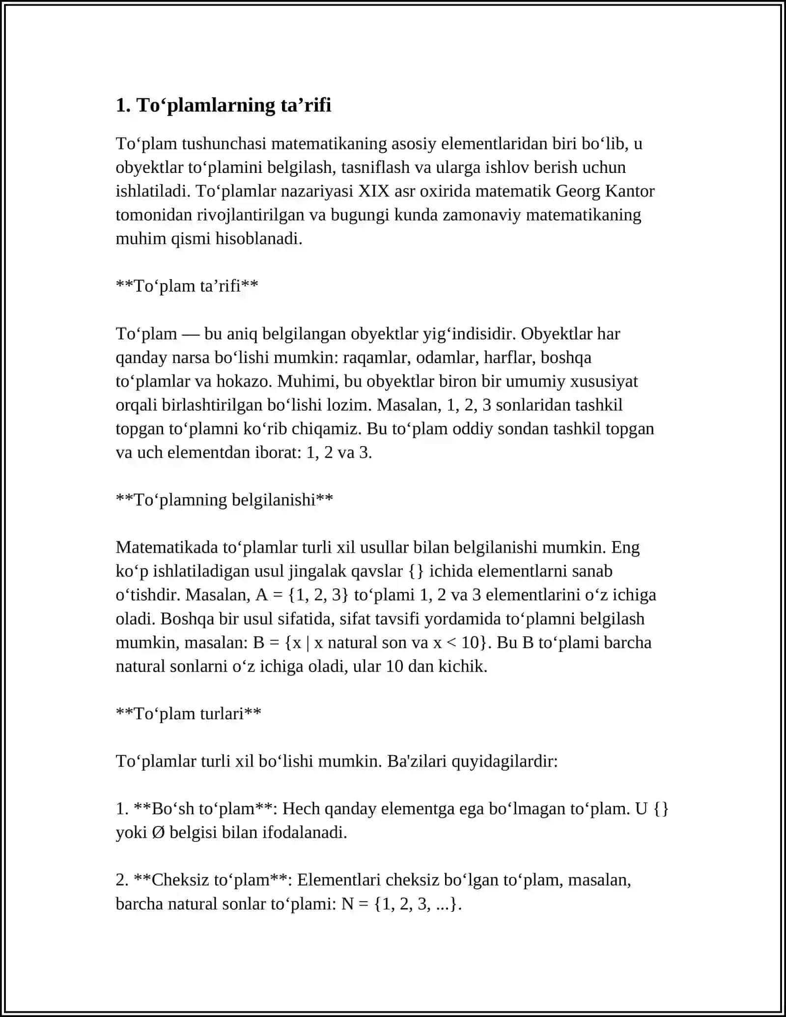 Toʻplamlar va Ulari Ustidan Amallar 3
