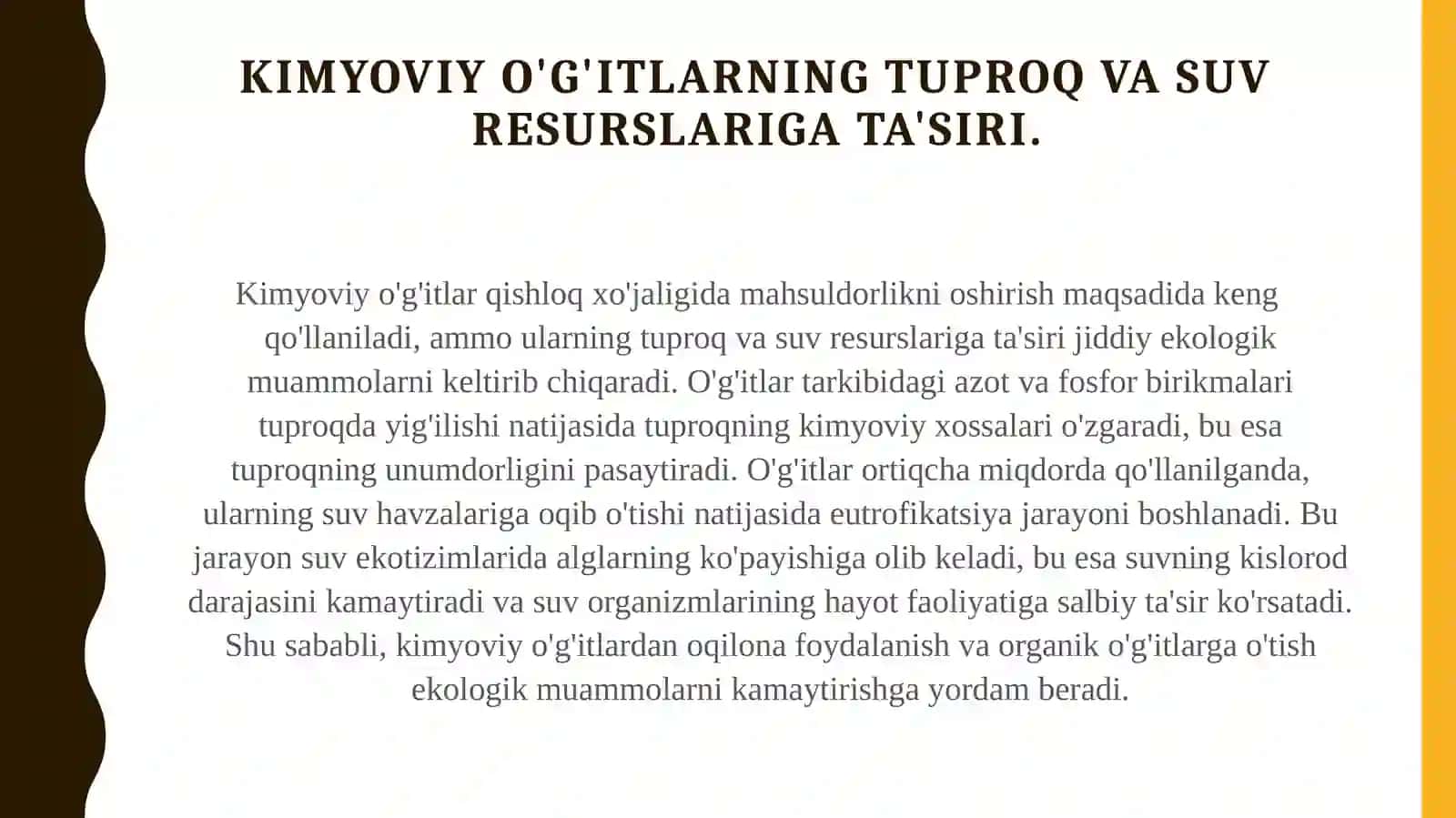 Agrokimyoning ekologik muammolari haqida 3