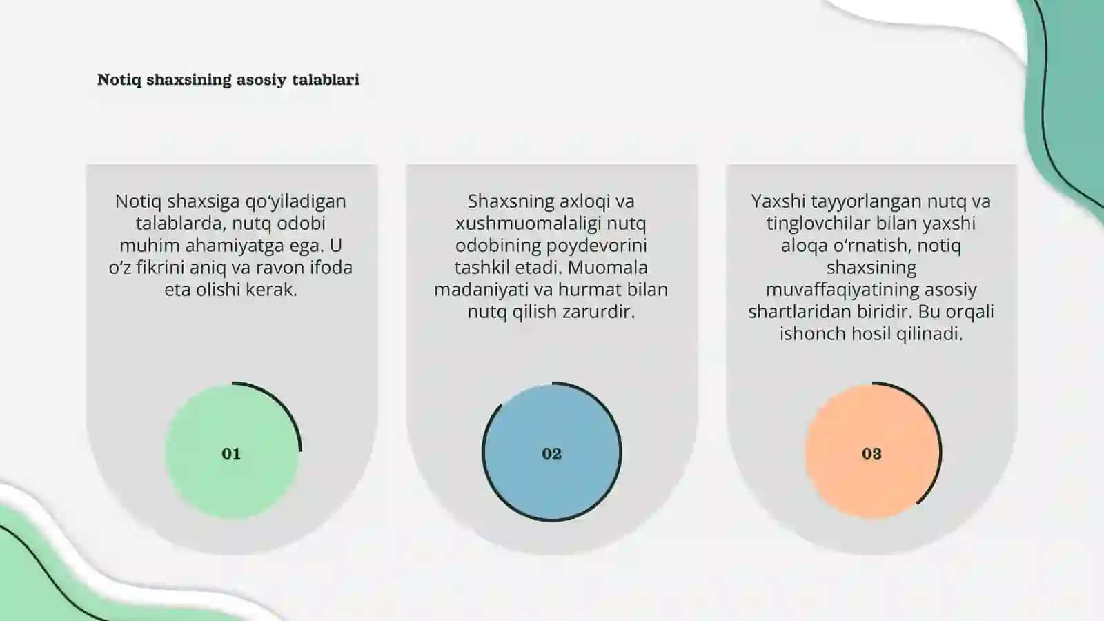 Notiq shaxsiga qo'yiladigan talablar 3