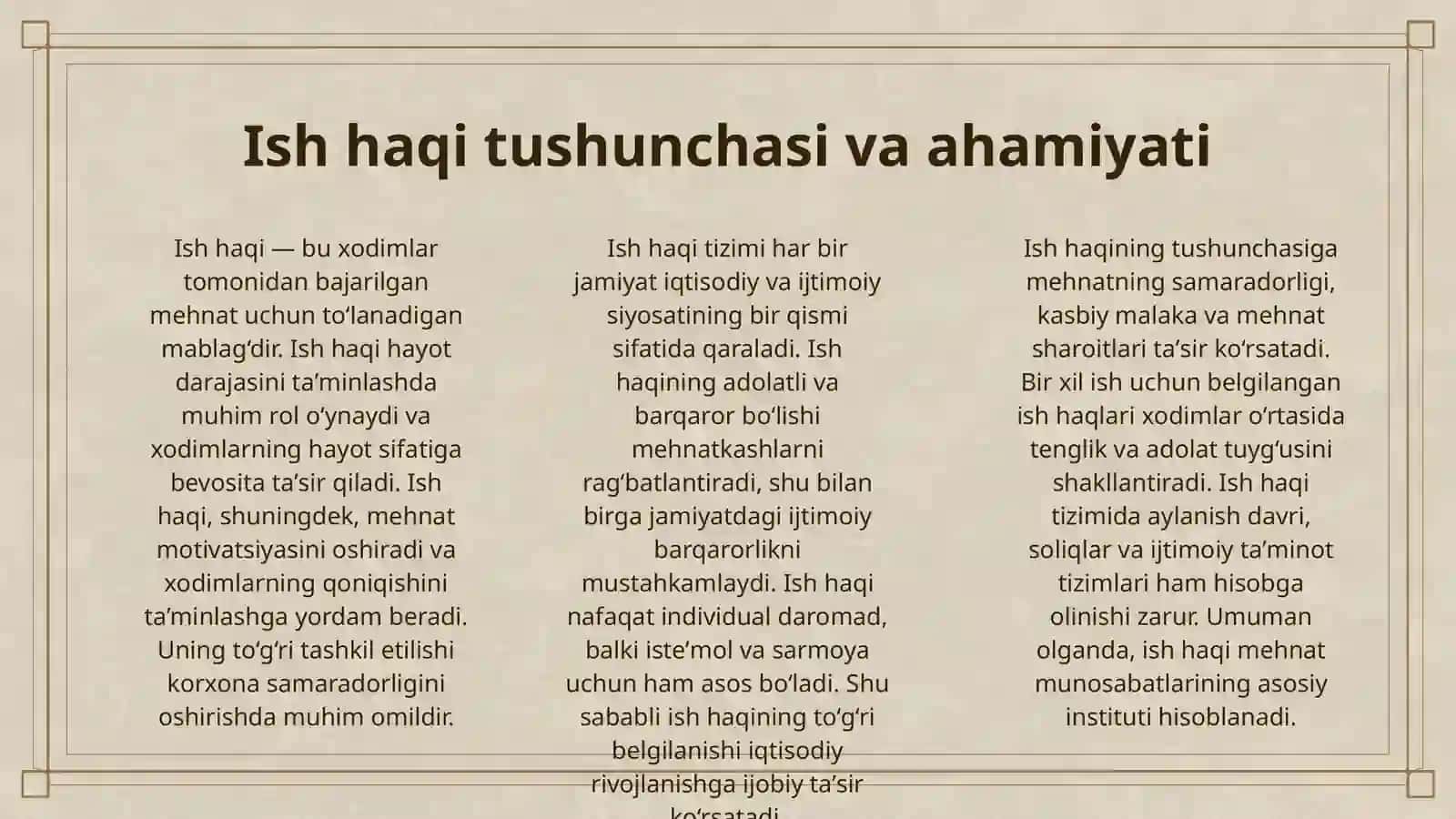 Ish haqi va mehnat munosabatlari 3