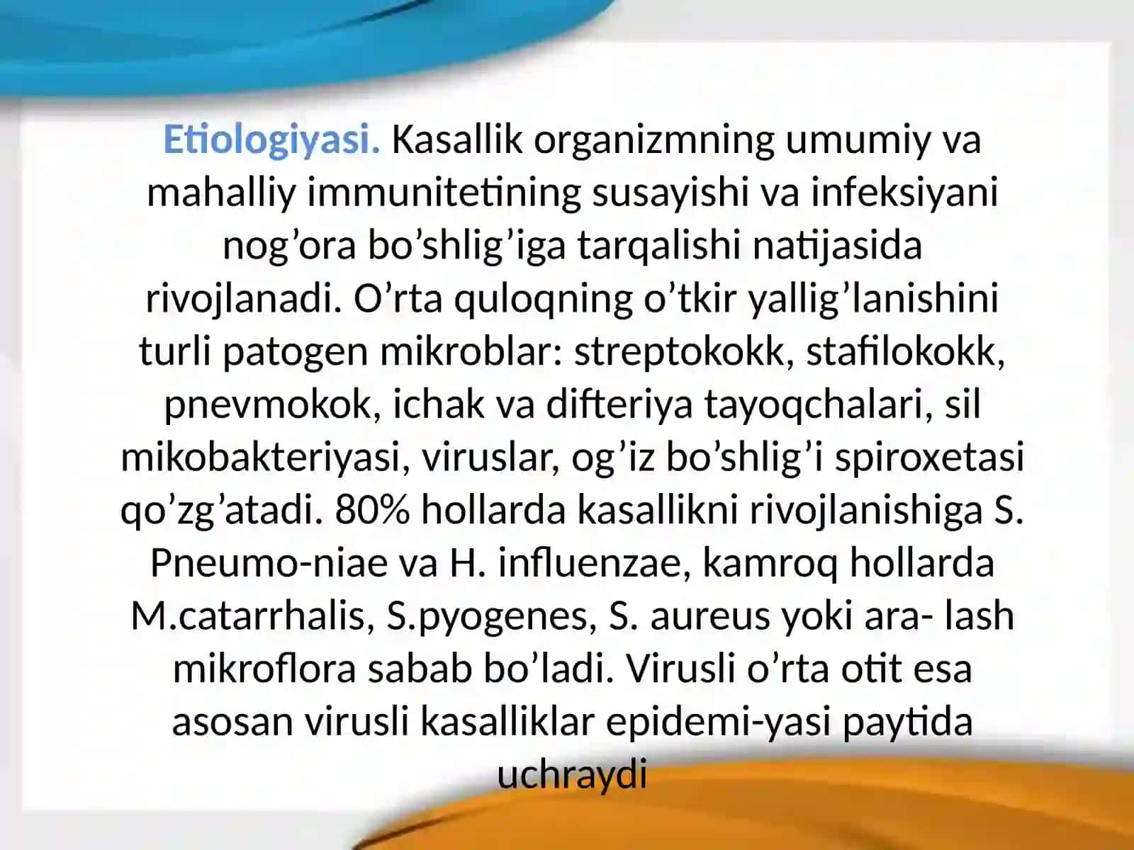 O‘RTA QULOQ KASALLIKLARI 3